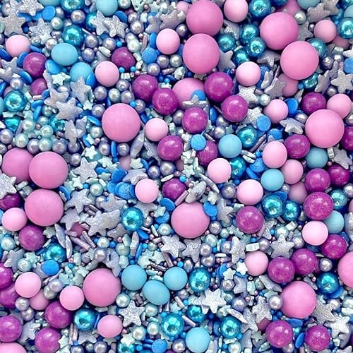 Birthday stitch sprinkles for cakes cupcake edible toppers sprinkle mix blend lilac blue purple stars silver pearls party decoration baking biscuits cake topper balls chocolate balls OHANA
