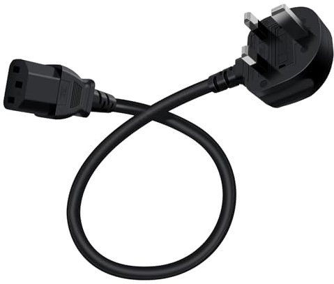 HuaLiSiJi IEC C13 Power Cable IEC C13 to UK Plug UK Power Cable Compatible with Computer, Monitor, Printer, Laptop (1.8M/6FT)