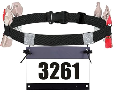 Porte Dossard, Ceinture Running, Numéro de Participant Coureur, pour Marathon Triathlon Ceintures, Porte Dossard Vélo, Léger et Respirant, sans Épingle à Porter, Fixation et Maintien Optimaux (Noir)