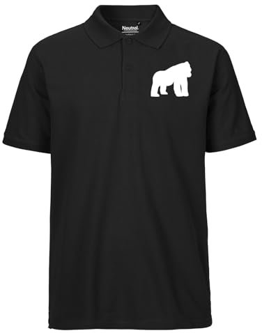 Huuraa Männer Oberteil Gorilla Silhouette Geschenk Größe 3XL Black Bio Baumwolle Fairtrade Gorilla Souvenir