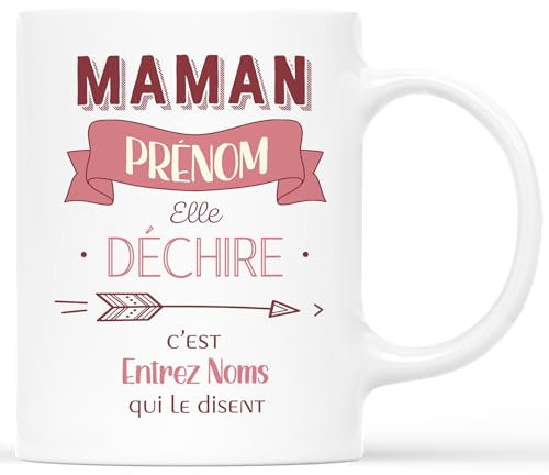 Cadeau Plus Mug Personnalisé Prénom Cadeau famille personnalisé, Tasse personnalisable mamie, tasse noël décoration, mug pere noel (Maman)