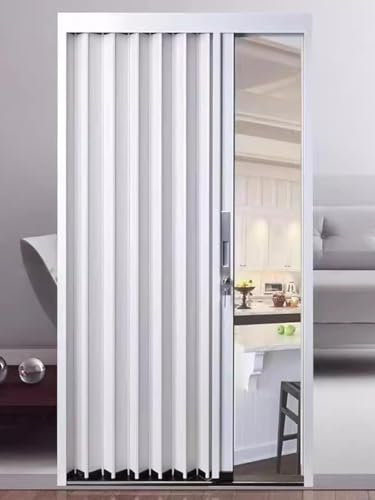 AVLLSO Folding closet doors Aluminum Internal Sliding Door with Lock, Room Divider Temporary Partition Gate for Doorway/Laundry Room/Bathroom Shower(171x203cm/66x80in)