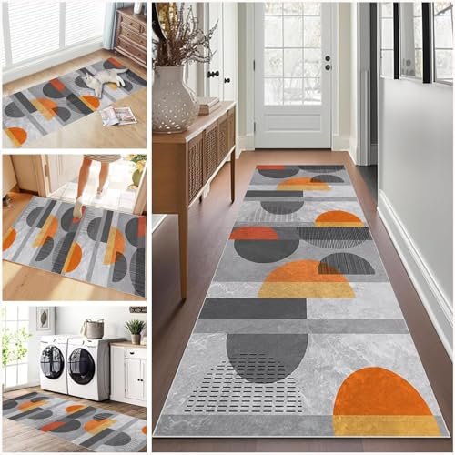 Long Runner Rug for Hallway 60 x 500 cm Washable Carpet Runner Rug for Kitchen, Heavy Duty Hall Runner Door Mat Indoor, Non Slip Stair Area Rug for Entrance, Front Door Hall Hallways Living Room