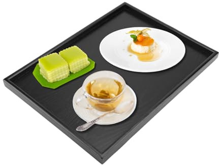 Vassoio da Portata Vassoio Rettangolare in Legno Vassoio per Alimenti Piatto per Bevande da tè Nero per il Negozio di Hotel, Bar, Ristoranti (40 * 30 cm)