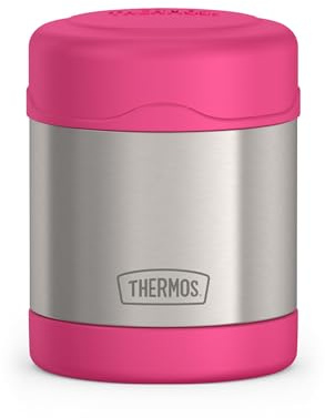 THERMOS FUNTAINER Kids Food Jar, 10oz, Pink | Kid-Friendly Stainless Steel Insulated Food Container, Keeps Food Hot or Cold Longer for School & Play, BPA Free