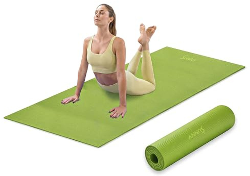 Sunny Health & Fitness Fitness-Yogamatte – Fester Studio-Halt für Stabilität & geerdete Balance – Langlebig, reißfest & tragbar für Yoga, Pilates & Bodenworkouts – Blau – Nr. 031-GR