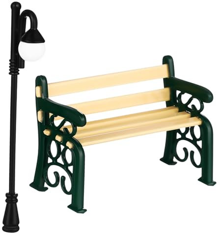 JOINPAYA 1satz Miniatur Gartenbank Mit Straßenlaterne Und Lampe Deko Für Miniaturmöbel Für Garten Und Szenenlayout Für Kreative Gestaltung