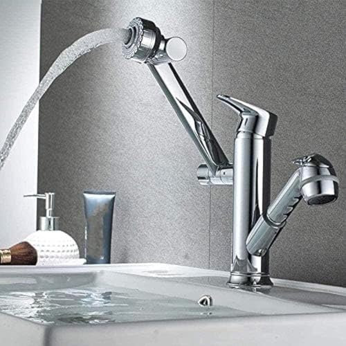 KJHONG Wasserhahn Küche Wasserhahn Badezimmer Kupfer Waschbecken Heiß und Kalt Drehen über Theke Einlochwaschbecken Waschbecken Zuhause