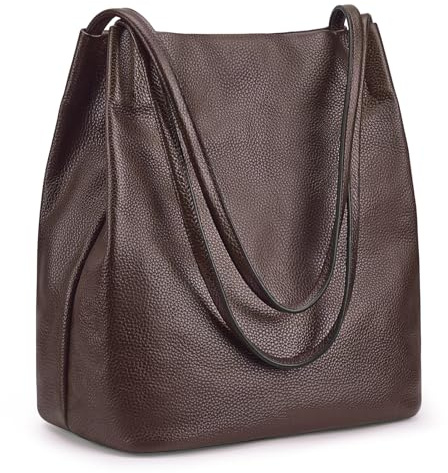 Kattee Damen Handtaschen und Tragetaschen aus weichem Echtleder Schultertasche mit magnetischem Druckknopfverschluss oben Mittel