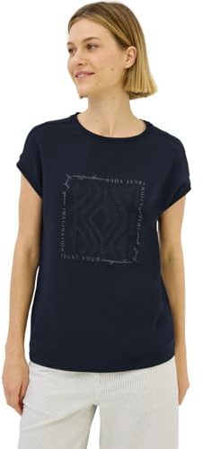 CECIL Damen B323068 Shirt mit Glitzer-Print, Universal Blue, XXL
