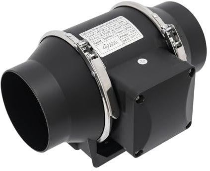 200mm Rohrventilator Regelbar Abluftkanal Ventilator Abluftventilator Kanal Lüftungsventilator 220m³/h Leiser für Gewächshaus Küche Bad Garage Energiesparend mit Aktivkohlefilter HVAC Anschluss