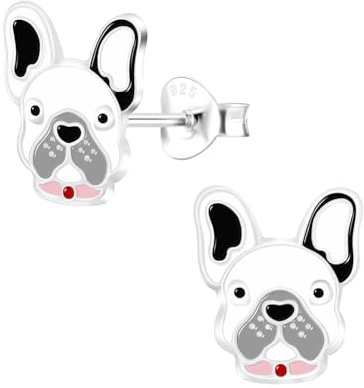 Monkimau Mädchen Ohrringe Hund | Ohrstecker aus 925 Sterling Silber | Kinderohrringe hypoallergen