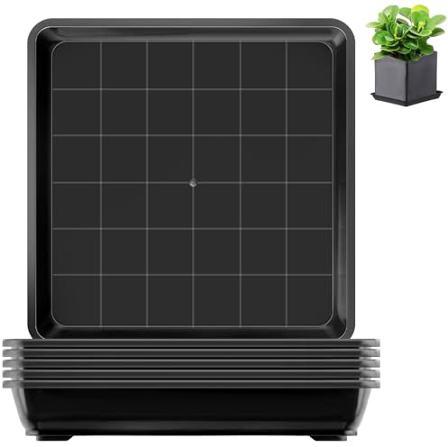 6 Stück Blumentopf Untersetzer Eckig 18x18cm Quadratische Untersetzer Blumentopf Schwarz Blumenuntersetzer Pflanzschale Eckig Flach Kunststoff Pflanzen Untersetzer für Outdoor Indoor Pflanzkübel
