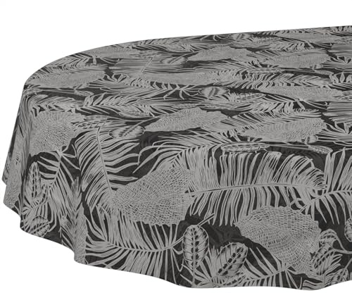 Wachstuchtischdecke Tischdecke abwaschbar Wachstischdecke pflegeleicht wasserabweisend Lotuseffekt Gartentischdecke Nachttropik Oval 220 x 140 cm Schnittkante