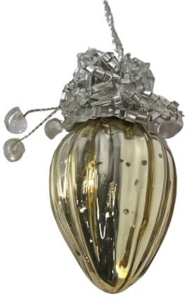 Antikas - Premium Weihnachtskugel Tropfen Gold glänzend 2 cm handgemacht in Indien