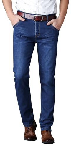 RUMAOZIA Jeans termici da uomo invernali, imbottiti, pantaloni termici, da uomo, comodi, per il tempo libero, lunghi, con push up, in pile elasticizzato, colore nero