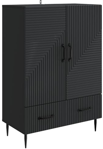 vidaXL Sideboard Schwarz 66 x 34,5 x 95 cm Holzwerkstoff, Elegantes Wohnzimmerregal, Vintage Aufbewahrung, praktisches Sideboard, modernes Deko-Stück für Essbereich