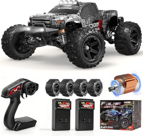 Ferngesteuertes Auto Erwachsene & Jungen - 1:14 All Terrain RC Auto 40+km/h | 4WD Offroad RC Truck 2.4Ghz RC Car mit Metallantriebsstrang 2 Wiederaufladbaren 1300mAh Hochleistungsakku, Zwei Reifensätze