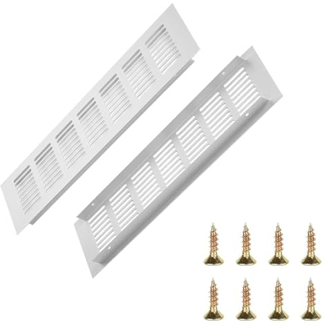 Mailfull Juego de 2 rejillas de ventilación de aluminio (vine) | Rejillas rectangulares para puertas de zapateros, salas de estar, baños y cocinas