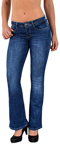 ESRA Bootcut Jeans Damen Stretch Schlaghose Hüftjeans Jeanshose Low Waist Damen Jeans Wide Leg Flared Jeans bis Übergröße B300