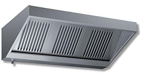 Cappa aspirante acciaio inox Professionale d’aspirazione a parete mod. SNACK con motor cm. 260x70x45H