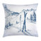 ABAKUHAUS Winter Kissenbezug, Ski Sport Mountain View, Seitenschläferkissenhülle ohne Kissen mit Reißverschluss und Beitseitigem Druck Waschbar, 45 x 45 cm, Blau Weiß