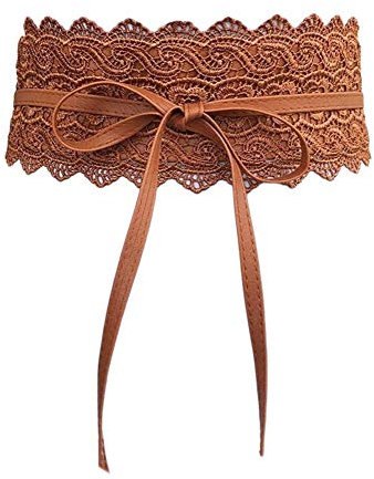 Oyccen Femmes Dentelle Large Ceintures Robe Décoration Ceinture Bowknot Sangle de Taille,Marron,Taille unique
