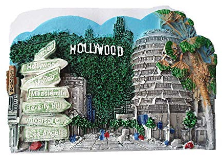 Hollywood Los Angeles USA 3D Fridge Magnet Souvenir Gift Travel Sticker Souvenir Home & Kitchen Decoration Magnetic Sticker Collection America Refrigerator Magnet