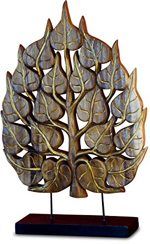 Kinaree Arbre de vie en bois massif de Thaïlande sculpté à la main - 60 cm