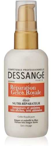 DESSANGE - Elixir Nährstoffreparatur, Reparatur, Gelée Royale – Formel mit restrukturierendem Gelée Royale – Nährt & Stärkt – für stark geschädigtes Haar, überweich, ohne Ausspülen – 4 x 100 ml