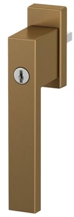 Design Aluminium Fenstergriff Dublin abschließbar - pulverbeschichtet, Farbe:Gold F4, Stiftlänge:40mm