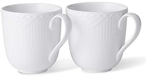 Royal Copenhagen Lot de 2 mugs cannelés blancs demi-dentelle 355 ml