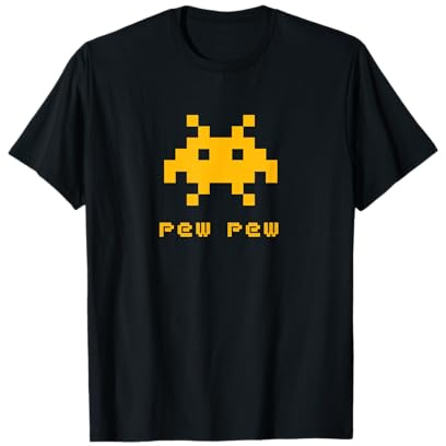 Alien Invaders Pew Pew Space 8-bit Retro Video Game Gift T-Shirt