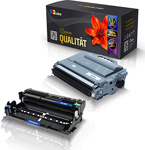 Print-Klex Toner + Trommel kompatibel für Brother TN3480 DR3400 MFC-L5700 DN MFC-L5700 DNLT MFC-L5700 DW MFC-L5700 Series MFC-L5750 DW TN-3480 DR-3400 Schwarz Farblos - Color Line Serie