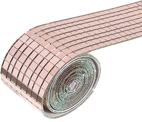 MILISTEN 1 Roll Rose Gold Self Adhesive Mirror Mosaic Tiles Square Glass Mirrors Mosaic Tiles Mirror Mosaic Stickers for DIY Craft Decoration Wall Decals