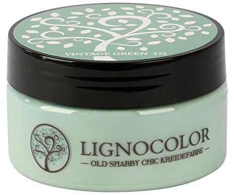 Lignocolor 100ml Kreidefarbe (Vintage Green) Shabby Chic Lack Landhaus Stil Vintage Look Chalky finish