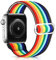 Elastisches Solo Loop Kompatibel mit Apple Watch Armband, Geflochtenes Muster Nylon Sport Armband für IWatch Series 6/SE/5/4/3/2/1 Strap,Regenbogen 42mm/44mm