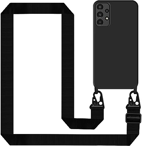 Tawarror Handyband für Samsung Galaxy A52s 5G Hülle, Samsung Galaxy A52 5G Hülle, Silikon Handyband Necklace Handyhülle mit Abnehmbar Kordel zum Umhängen Schutzhülle mit Band, Schwarz