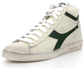 Diadora Unisex Game L High Waxed Hohe Sneaker, Weiß Grün, 43 EU