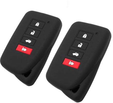 EYANBIS Silicone Key Fob Cover Fit for Lexus NX300h RX350 RX450h NX300 ES300h ES350 GS F IS300 GS350 GS300h GS450h Smart 4 Buttons | Car Accessories Remote Protection Case - Black &