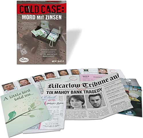 ThinkFun - 76486 - Cold Case: Mord mit Zinsen. Der Krimi im eigenen Heim. Wer findet den Mörder? EIN Rätsel-Spiel für Einen oder in der Gruppe ab 14 Jahren
