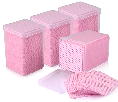 EBANKU 800 Stück Rosa Nagellackentferner Wattepads Nagel Wischen Baumwolle Wischpads Vlies Nail Wipes Wattepads Nail Art Wipes Acryl Nail Art Gel Entferner Reinigungspads