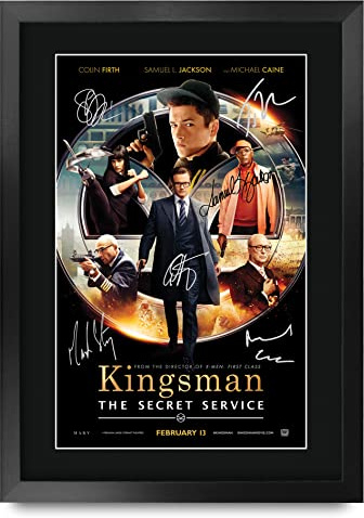 HWC Trading FR A3 Kingsman The Secret Service Taron Egerton, Colin Firth Geschenke Geduckter Poster Signiertes Autogramm Foto für Fans von Film Memorabilien - A3 Framed
