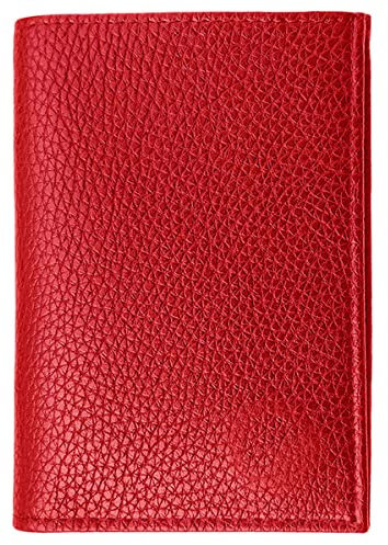 Charmoni - Porte Papier Voiture 4 Volets - en Cuir - 2 Etuis Protèges Carte Grise et Permis Inclus - Porte Document Véhicule avec Rangement Assurance - Complet et Compact (Rouge)