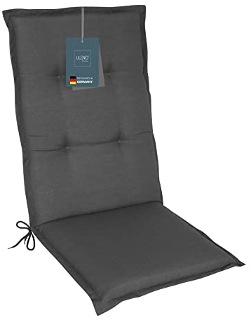 LILENO HOME Coussin pour chaise de jardin et chaise pliante [1 pièce – Dossier haut], anthracite, uni, anthracite, chaise longue confortable comme coussin d’assise pour meubles de jardin