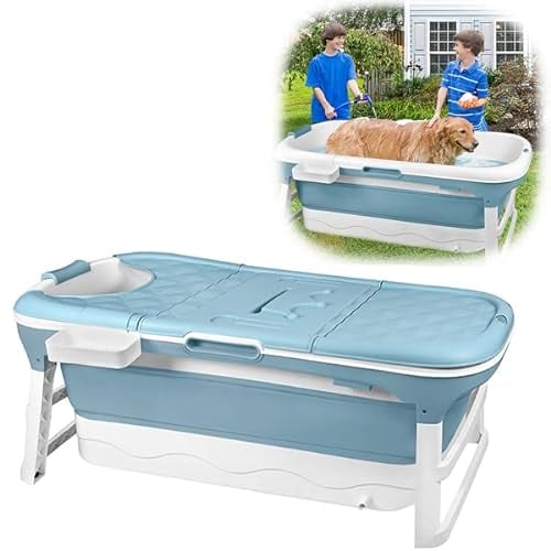 YUENFONG Badewanne Erwachsene Faltbare Bathtub Sitzbadewanne, Klappbare XXL wanne mit abnehmbar Abdeckung, PP Material und Kunststoff, Größe: 143x 62 x 53 cm