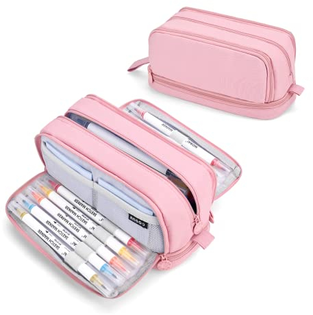 Sciphylia Federmäppchen Groß Mäppchen Große Kapazität 4 Fächer Federmäppchen Für Kinder Studenten Mädchen Jungs Multifunktional Mäppchen Für Schule Büro Makeup, Rosa