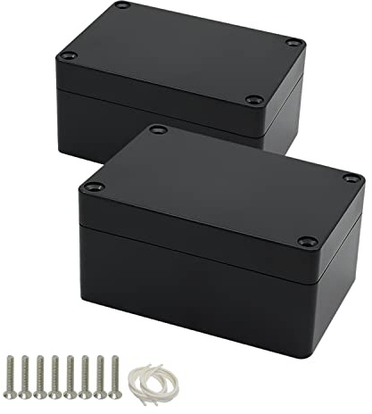HoHaing Projektbox IP65, wasserdicht, staubdicht, ABS-Kunststoff, für Elektronik, schwarz, Outdoor-Projekt, 100 x 68 x 50 mm, 2 Stück