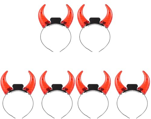 FOMIYES Halloween-Stirnband: Teufelshörner-Stirnband - 6 Stk Dämon Horn Stirnband Led-teufel-stirnband Teufels Haarband Stirnband Aus Rotem Ochsenhorn Leuchtendes Horn-stirnband Leuchtende Gegenstände