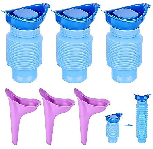 6 orinales retráctiles, inodoro de viaje de emergencia, inodoro móvil de 750 ml, mini orinal universal para hombre, urinario de emergencia reutilizable, botella de orina para niños y adultos, camping
